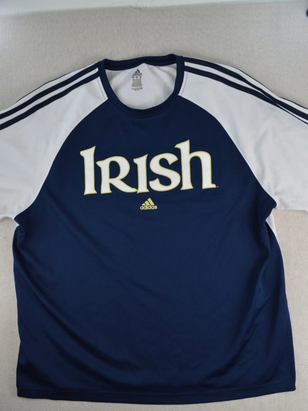 Adidas Mens Blue White Colorblock Notre Dame Fighting Irish Football Jersey XL